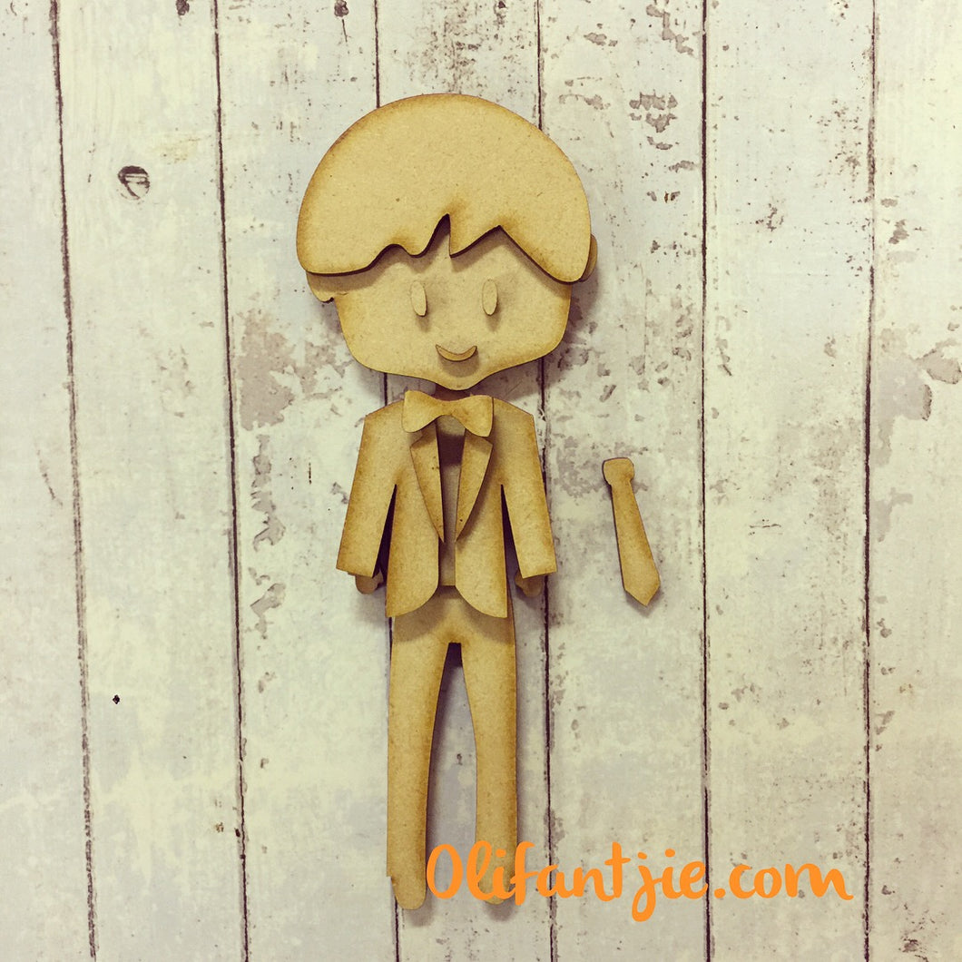 Sale OL118 - MDF Male Suit Groom Prom Figurine - Set 28 - Olifantjie - Wooden - MDF - Lasercut - Blank - Craft - Kit - Mixed Media - UK