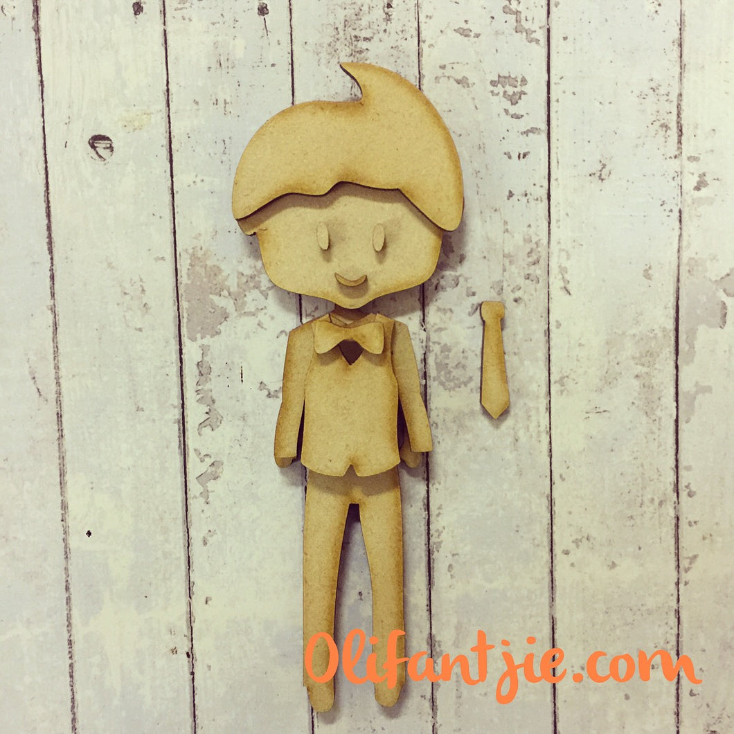 Sale OL123 - MDF Male Waistcoat Quiff Groom Prom Figurine - Set 26 - Olifantjie - Wooden - MDF - Lasercut - Blank - Craft - Kit - Mixed Media - UK