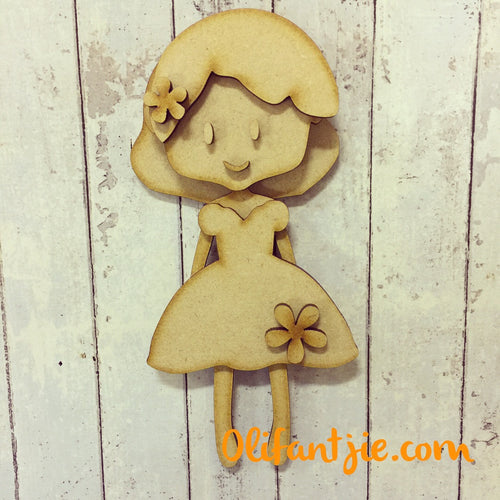 Sale OL190 - MDF Short Hair Short Dress Bride Bridesmaid Prom Figurine - Set 32 - Olifantjie - Wooden - MDF - Lasercut - Blank - Craft - Kit - Mixed Media - UK