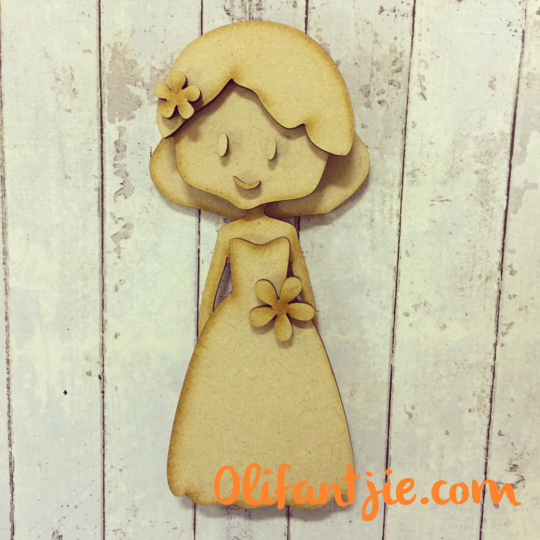 Sale OL188 - MDF Short Hair Off Shoulder Bride Bridesmaid Prom Figurine - Set 30 - Olifantjie - Wooden - MDF - Lasercut - Blank - Craft - Kit - Mixed Media - UK