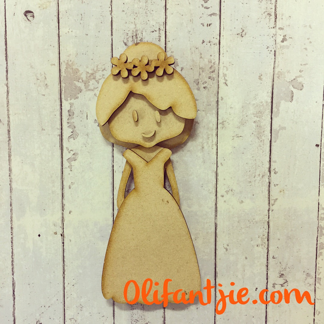 Sale OL029 - MDF Bun Hair Off Shoulder Dress Bride Bridesmaid Prom Figurine - Set 42 - Olifantjie - Wooden - MDF - Lasercut - Blank - Craft - Kit - Mixed Media - UK