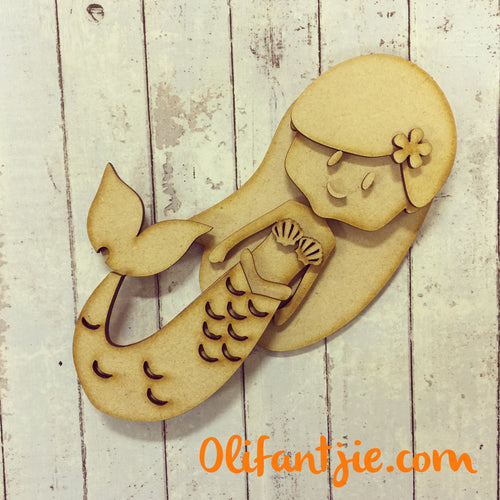 Sale OL124 - MDF Mermaid Girl Figurine - Set 19 - Olifantjie - Wooden - MDF - Lasercut - Blank - Craft - Kit - Mixed Media - UK
