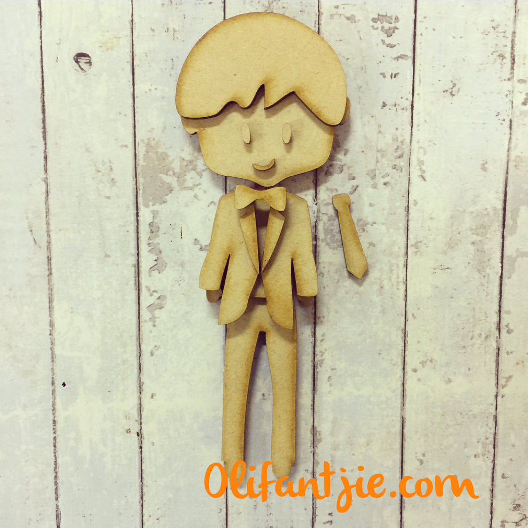 Sale OL120 - MDF Male Tuxedo Groom Prom Figurine - Set 29 - Olifantjie - Wooden - MDF - Lasercut - Blank - Craft - Kit - Mixed Media - UK