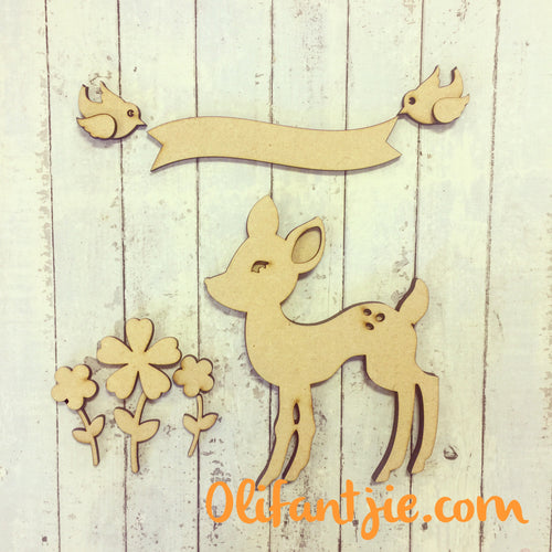 Sale OL074 - MDF Fawn Woodland - Olifantjie - Wooden - MDF - Lasercut - Blank - Craft - Kit - Mixed Media - UK