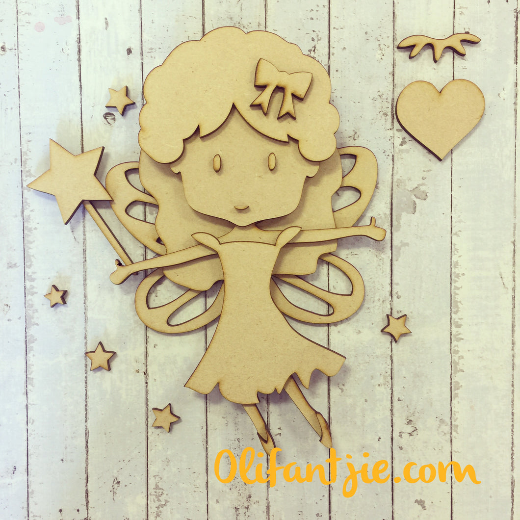 Sale OL062 - MDF Fairy - Hazel - Olifantjie - Wooden - MDF - Lasercut - Blank - Craft - Kit - Mixed Media - UK