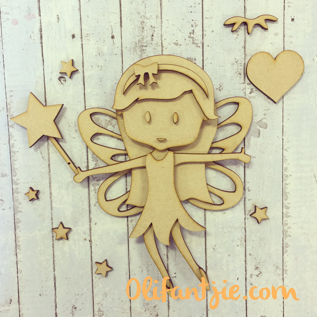 OL063 - MDF Fairy - Holly - Olifantjie - Wooden - MDF - Lasercut - Blank - Craft - Kit - Mixed Media - UK