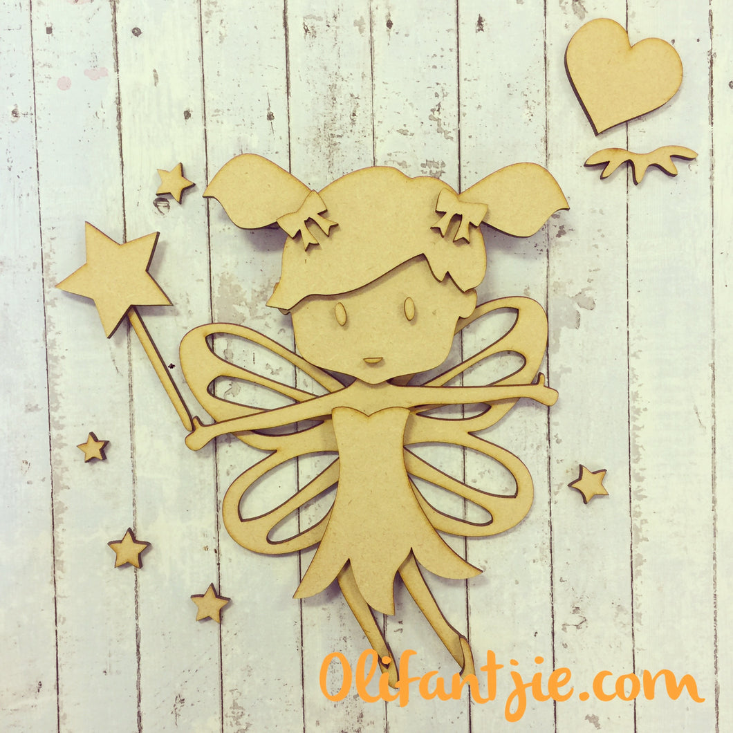 OL061 - MDF Fairy - Fern - Olifantjie - Wooden - MDF - Lasercut - Blank - Craft - Kit - Mixed Media - UK