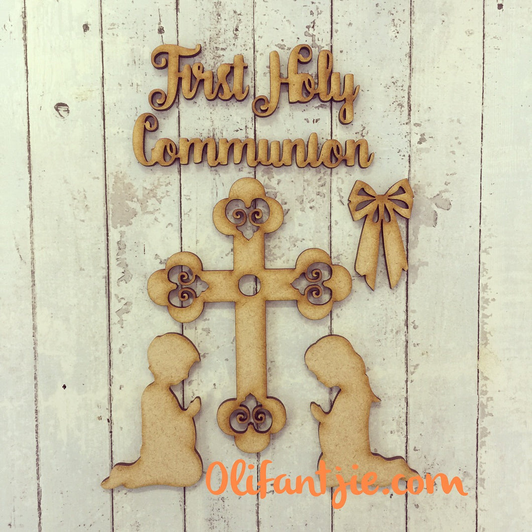 Sale OL050 - MDF Cross, Child and Wording set - Olifantjie - Wooden - MDF - Lasercut - Blank - Craft - Kit - Mixed Media - UK
