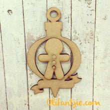 CH023 - MDF Ginger Bread Bauble with Banner - Olifantjie - Wooden - MDF - Lasercut - Blank - Craft - Kit - Mixed Media - UK
