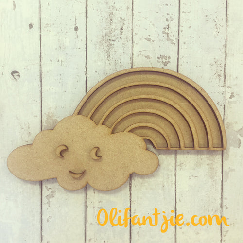 Sale OL160 - MDF Rainbow Cloud - Olifantjie - Wooden - MDF - Lasercut - Blank - Craft - Kit - Mixed Media - UK