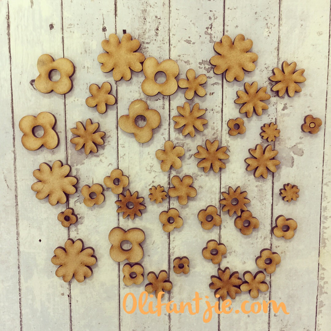 OL173 - MDF Simplified Flowers - 20g - Olifantjie - Wooden - MDF - Lasercut - Blank - Craft - Kit - Mixed Media - UK