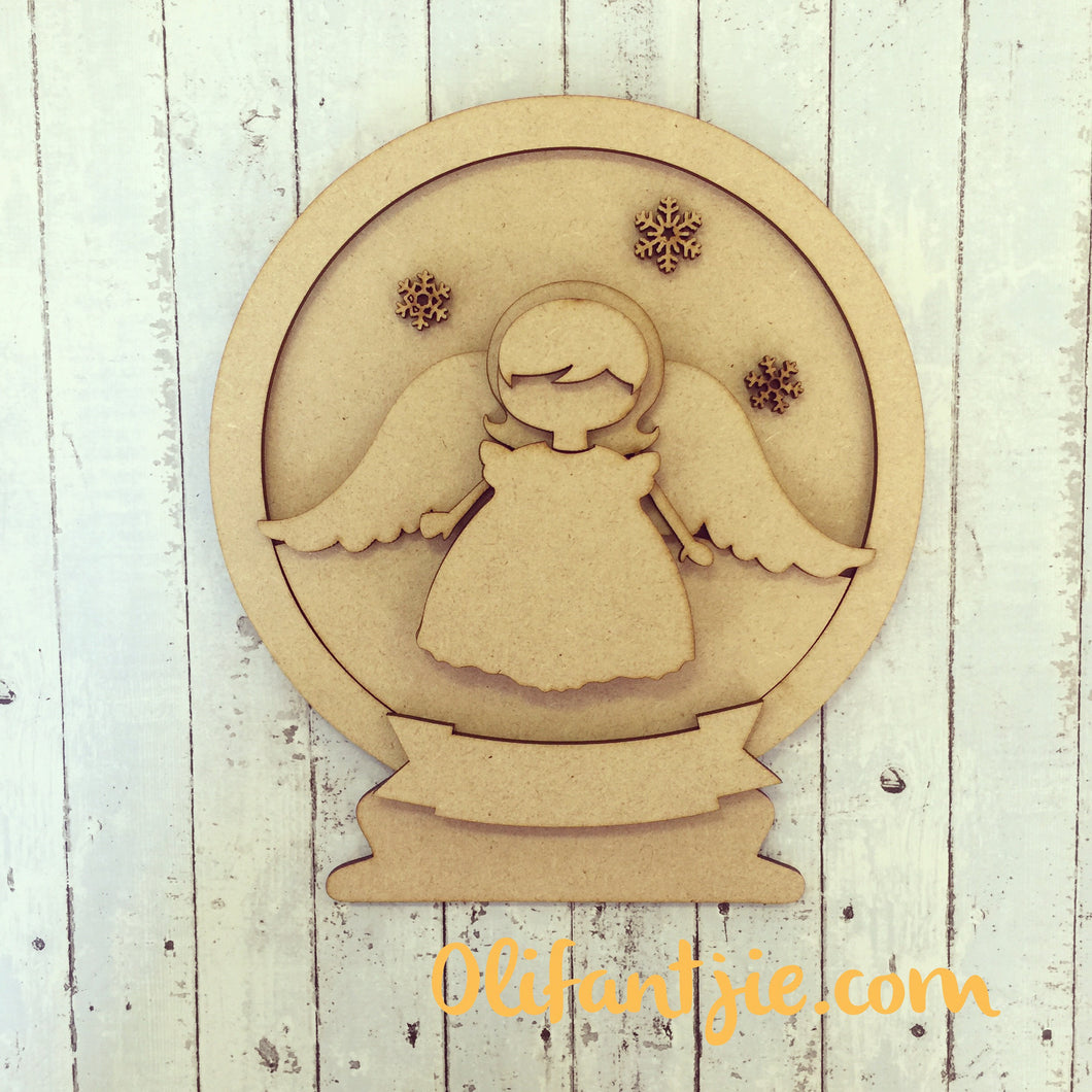 CH019 - MDF Fairy Angel Snow Globe - Olifantjie - Wooden - MDF - Lasercut - Blank - Craft - Kit - Mixed Media - UK