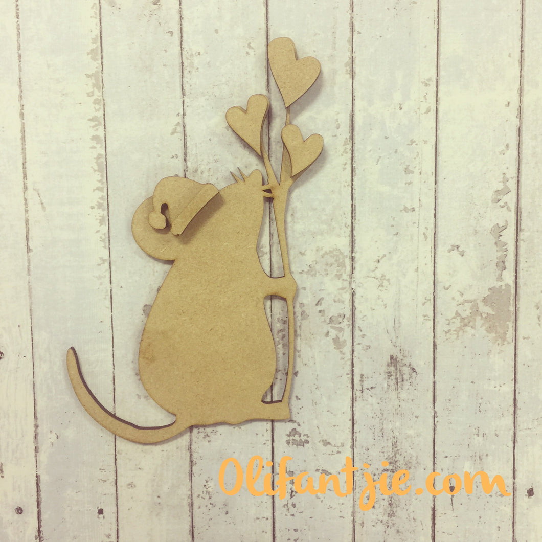 CH012 - MDF Christmas Mouse Set - Olifantjie - Wooden - MDF - Lasercut - Blank - Craft - Kit - Mixed Media - UK
