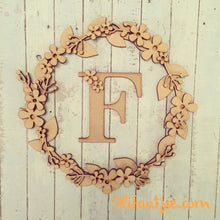W019 - MDF Retro Flower - Initial Wreath - Olifantjie - Wooden - MDF - Lasercut - Blank - Craft - Kit - Mixed Media - UK