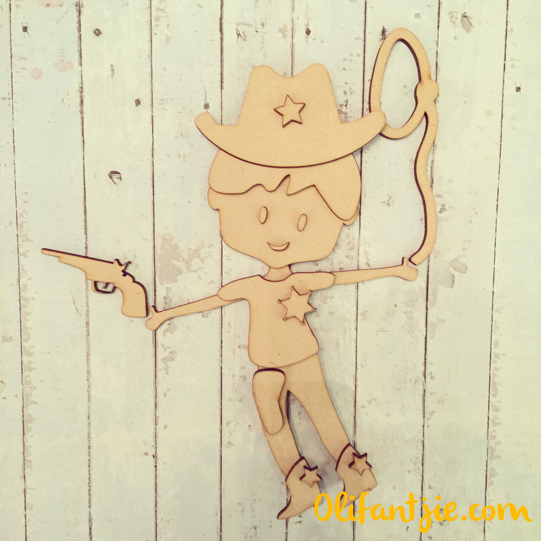 OL049 - MDF Cowboy - Olifantjie - Wooden - MDF - Lasercut - Blank - Craft - Kit - Mixed Media - UK