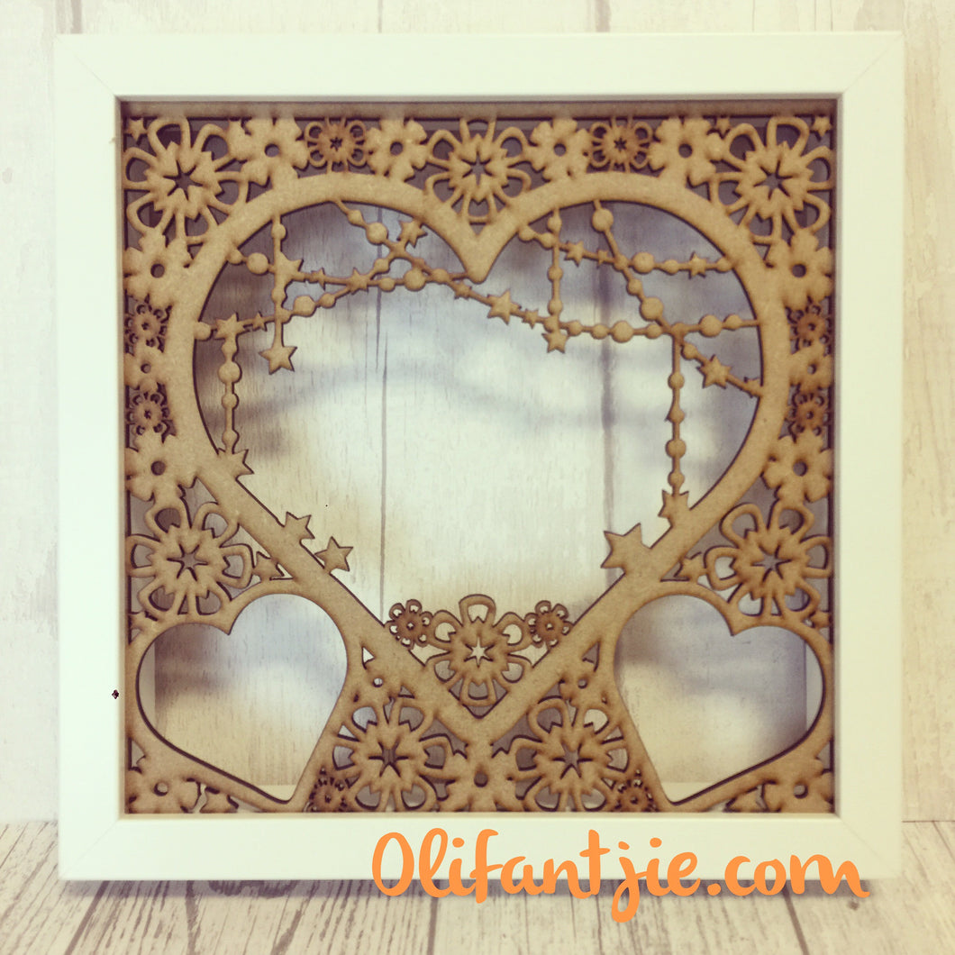 IF001 - MDF Intricate Heart Full Frame - Front Insert (fits Ikea Ribba) - Olifantjie - Wooden - MDF - Lasercut - Blank - Craft - Kit - Mixed Media - UK