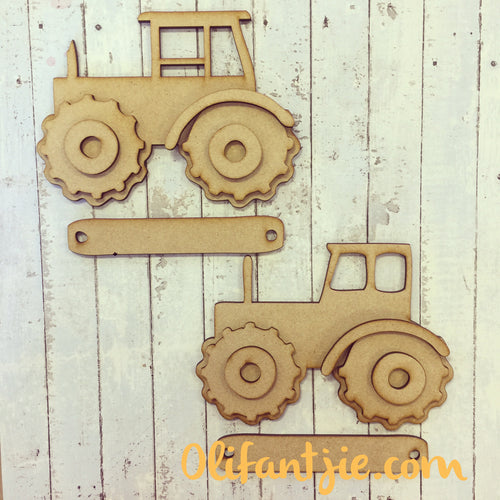 Sale OL183 - MDF Tractors - Set of 2 - Olifantjie - Wooden - MDF - Lasercut - Blank - Craft - Kit - Mixed Media - UK