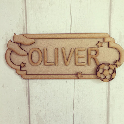 SS009 - MDF Football Theme Personalised Street Sign - Small (6 letters) - Olifantjie - Wooden - MDF - Lasercut - Blank - Craft - Kit - Mixed Media - UK