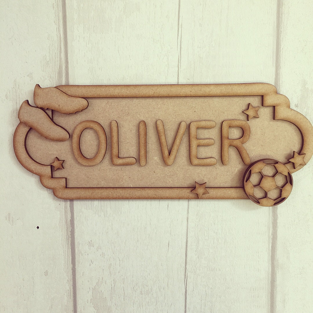 SS009 - MDF Football Theme Personalised Street Sign - Medium (8 letters) - Olifantjie - Wooden - MDF - Lasercut - Blank - Craft - Kit - Mixed Media - UK