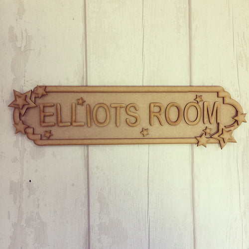 SS043 - MDF Stars Theme Personalised Street Sign - Small (6 letters) - Olifantjie - Wooden - MDF - Lasercut - Blank - Craft - Kit - Mixed Media - UK