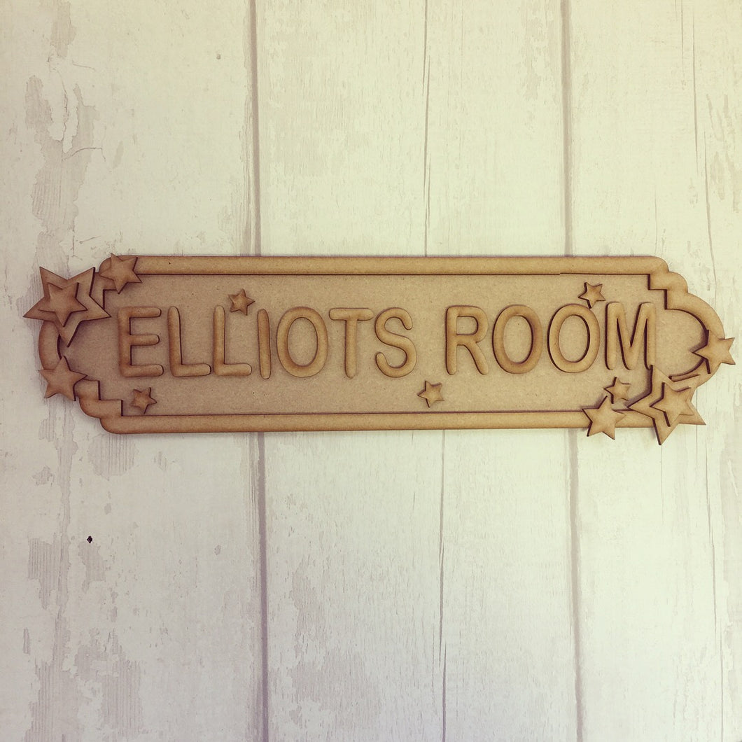 SS043 - MDF Stars Theme Personalised Street Sign - Large (12 letters) - Olifantjie - Wooden - MDF - Lasercut - Blank - Craft - Kit - Mixed Media - UK