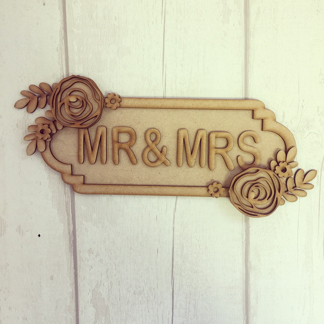 SS019 - MDF Roses Theme Personalised Street Sign - Small (6 letters) - Olifantjie - Wooden - MDF - Lasercut - Blank - Craft - Kit - Mixed Media - UK