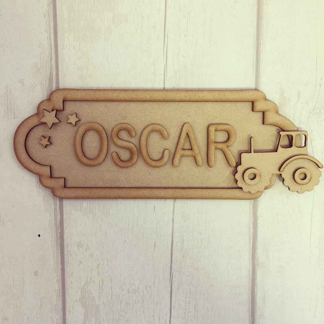 SS046 - MDF Tractor Personalised Street Sign - Small (6 letters) - Olifantjie - Wooden - MDF - Lasercut - Blank - Craft - Kit - Mixed Media - UK