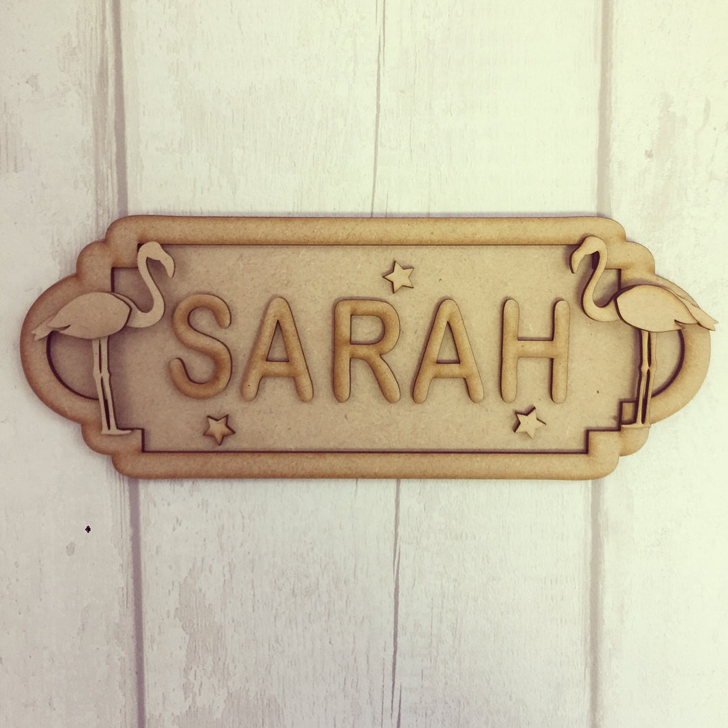 SS041 - MDF Flamingos Personalised Street Sign - Large (12 letters) - Olifantjie - Wooden - MDF - Lasercut - Blank - Craft - Kit - Mixed Media - UK