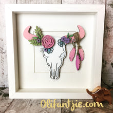 OL211 - MDF Steer Head Skull Layered - Olifantjie - Wooden - MDF - Lasercut - Blank - Craft - Kit - Mixed Media - UK