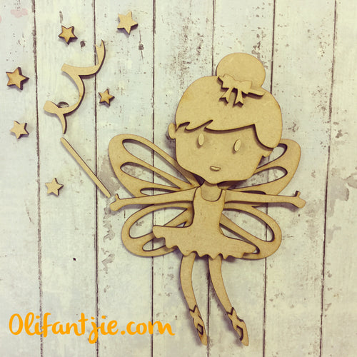 OL006 - MDF Ballerina Fairy - Olifantjie - Wooden - MDF - Lasercut - Blank - Craft - Kit - Mixed Media - UK