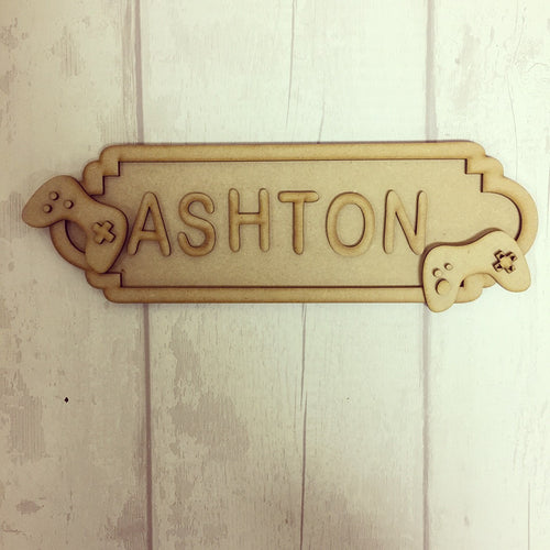 SS010 - MDF Gamers / Computer Theme Personalised Street Sign - Small (6 letters) - Olifantjie - Wooden - MDF - Lasercut - Blank - Craft - Kit - Mixed Media - UK
