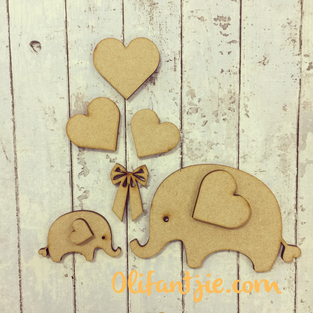 Sale OL060 - MDF Elephants Love - Olifantjie - Wooden - MDF - Lasercut - Blank - Craft - Kit - Mixed Media - UK