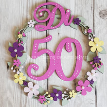 W019 - MDF Retro Flower - Initial Wreath - Olifantjie - Wooden - MDF - Lasercut - Blank - Craft - Kit - Mixed Media - UK