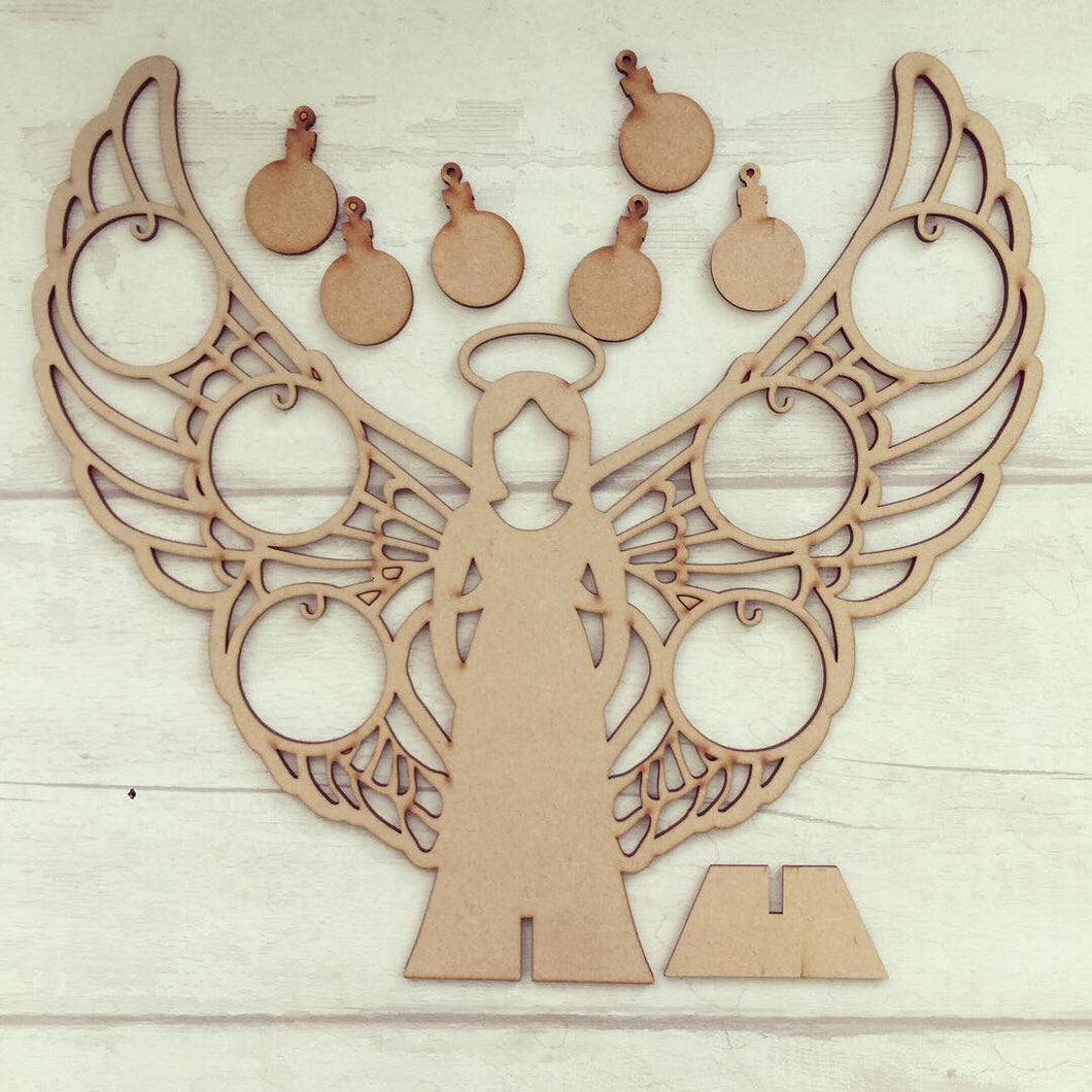 CH045 - MDF Angel Freestanding Bauble Holder - Olifantjie - Wooden - MDF - Lasercut - Blank - Craft - Kit - Mixed Media - UK