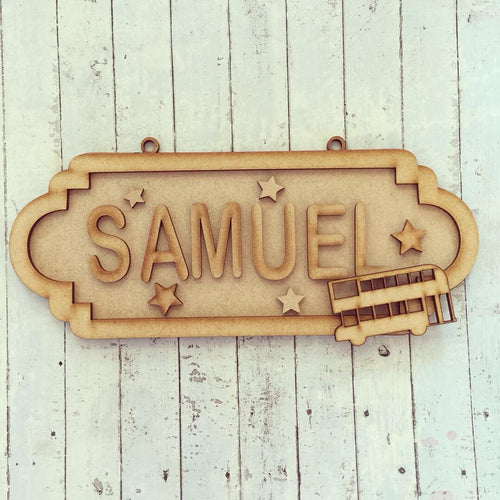 SS049 - MDF Bus Personalised Street Sign - Small (6 letters) - Olifantjie - Wooden - MDF - Lasercut - Blank - Craft - Kit - Mixed Media - UK