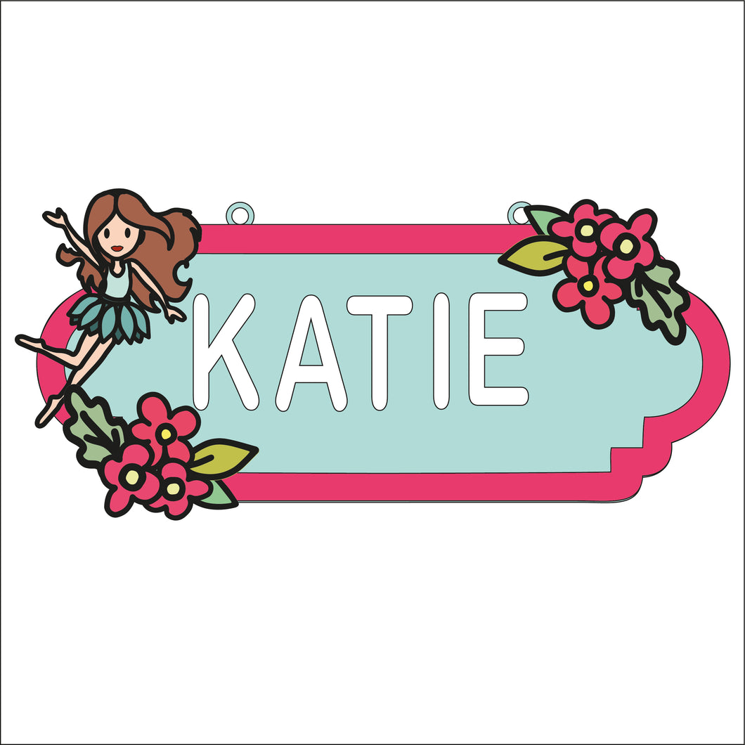SS189 - MDF Doodle Flower Fairy - Personalised Street Sign - Small (6 letters) - Olifantjie - Wooden - MDF - Lasercut - Blank - Craft - Kit - Mixed Media - UK