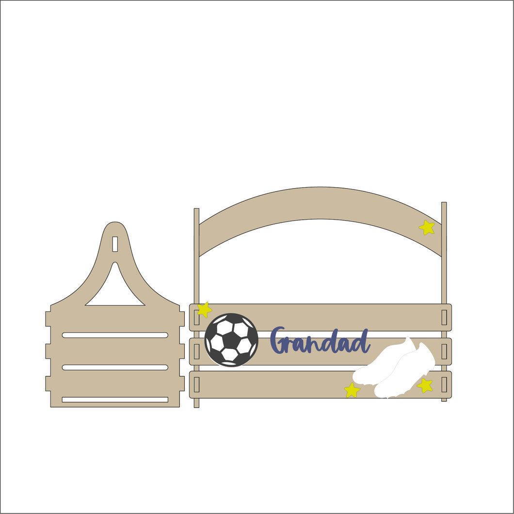 BK014 - MDF Slatted Basket - Personalised Football Theme - Olifantjie - Wooden - MDF - Lasercut - Blank - Craft - Kit - Mixed Media - UK