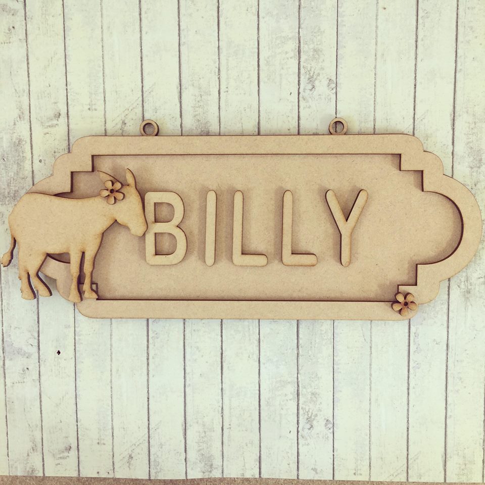 SS071 - MDF Donkey Personalised Street Sign - Large (12 letters) - Olifantjie - Wooden - MDF - Lasercut - Blank - Craft - Kit - Mixed Media - UK