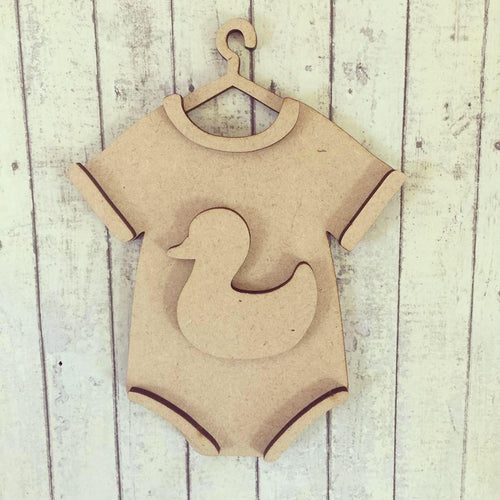 SJ093 - MDF Duck Baby Grow Hanging - Olifantjie - Wooden - MDF - Lasercut - Blank - Craft - Kit - Mixed Media - UK