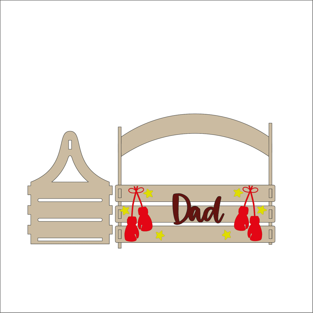 BK016 - MDF Slatted Basket - Personalised Boxing Theme - Olifantjie - Wooden - MDF - Lasercut - Blank - Craft - Kit - Mixed Media - UK