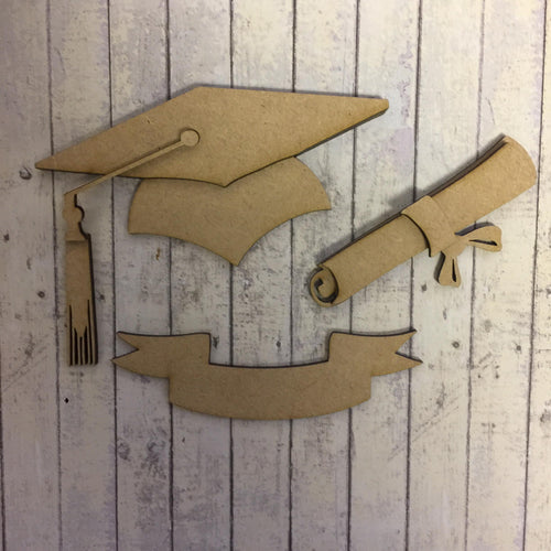 SJ024 - MDF Graduation Cap - Olifantjie - Wooden - MDF - Lasercut - Blank - Craft - Kit - Mixed Media - UK