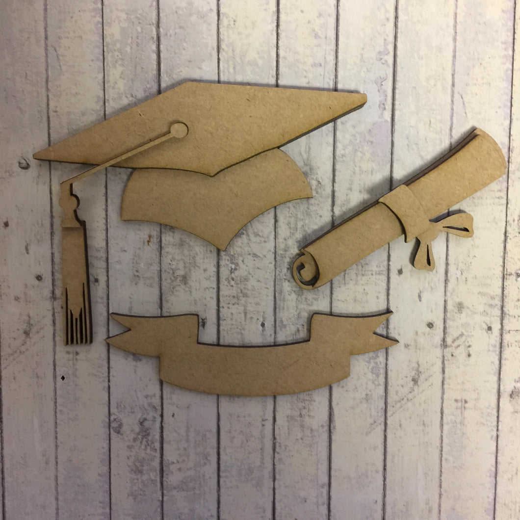 SJ024 - MDF Graduation Cap - Olifantjie - Wooden - MDF - Lasercut - Blank - Craft - Kit - Mixed Media - UK