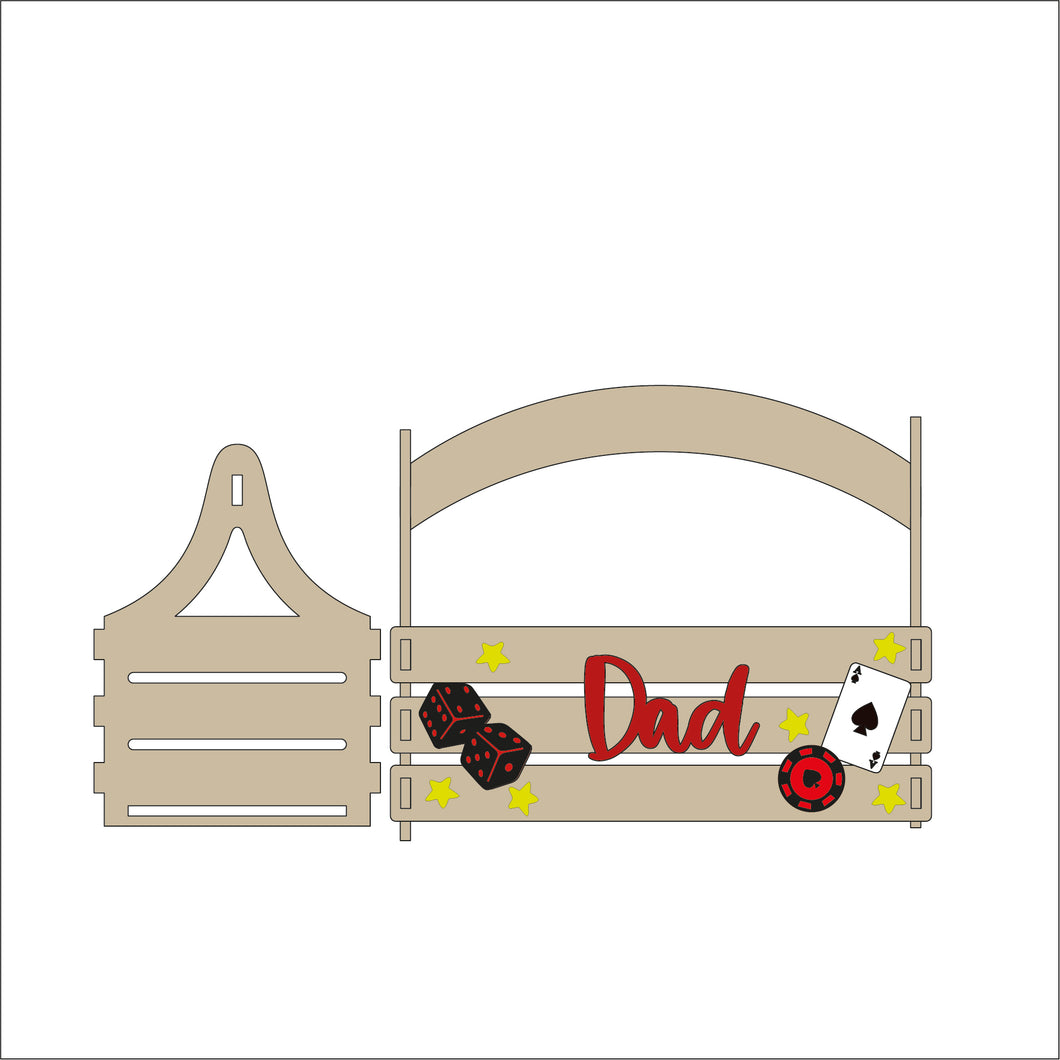 BK017 - MDF Slatted Basket - Personalised Casino Theme - Olifantjie - Wooden - MDF - Lasercut - Blank - Craft - Kit - Mixed Media - UK
