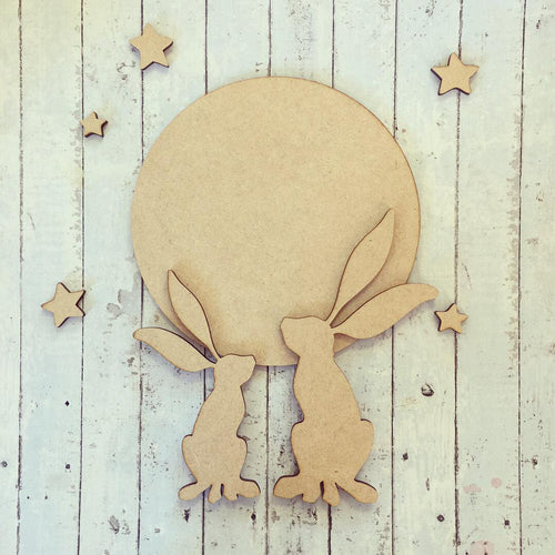 SJ053 - MDF Hare Moon Kit - Olifantjie - Wooden - MDF - Lasercut - Blank - Craft - Kit - Mixed Media - UK
