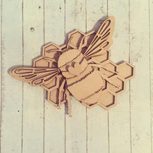 SJ025 - MDF Bumble Bee - Optional Honey Comb - Olifantjie - Wooden - MDF - Lasercut - Blank - Craft - Kit - Mixed Media - UK
