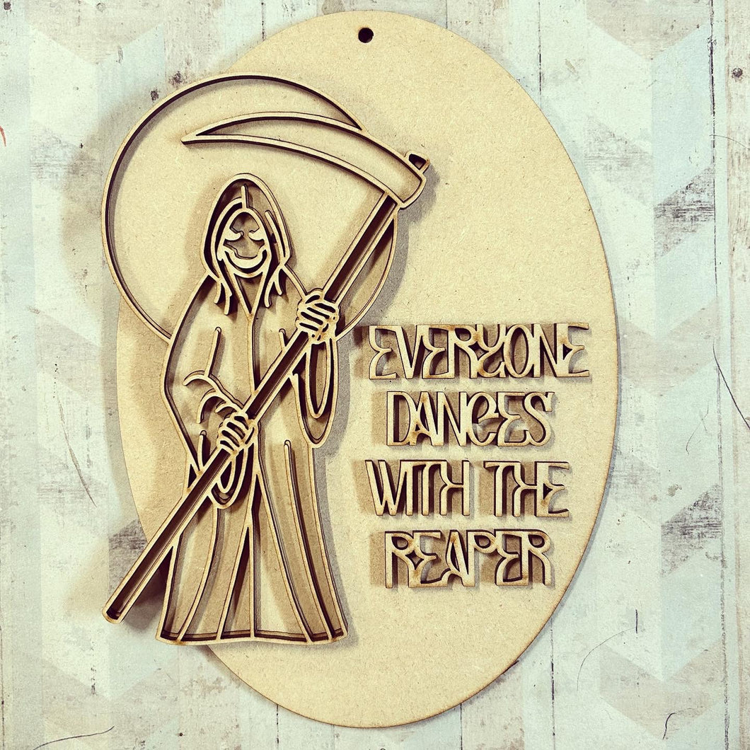 OL3033 - MDF Grim Reaper Plaque - Your wording - Olifantjie - Wooden - MDF - Lasercut - Blank - Craft - Kit - Mixed Media - UK