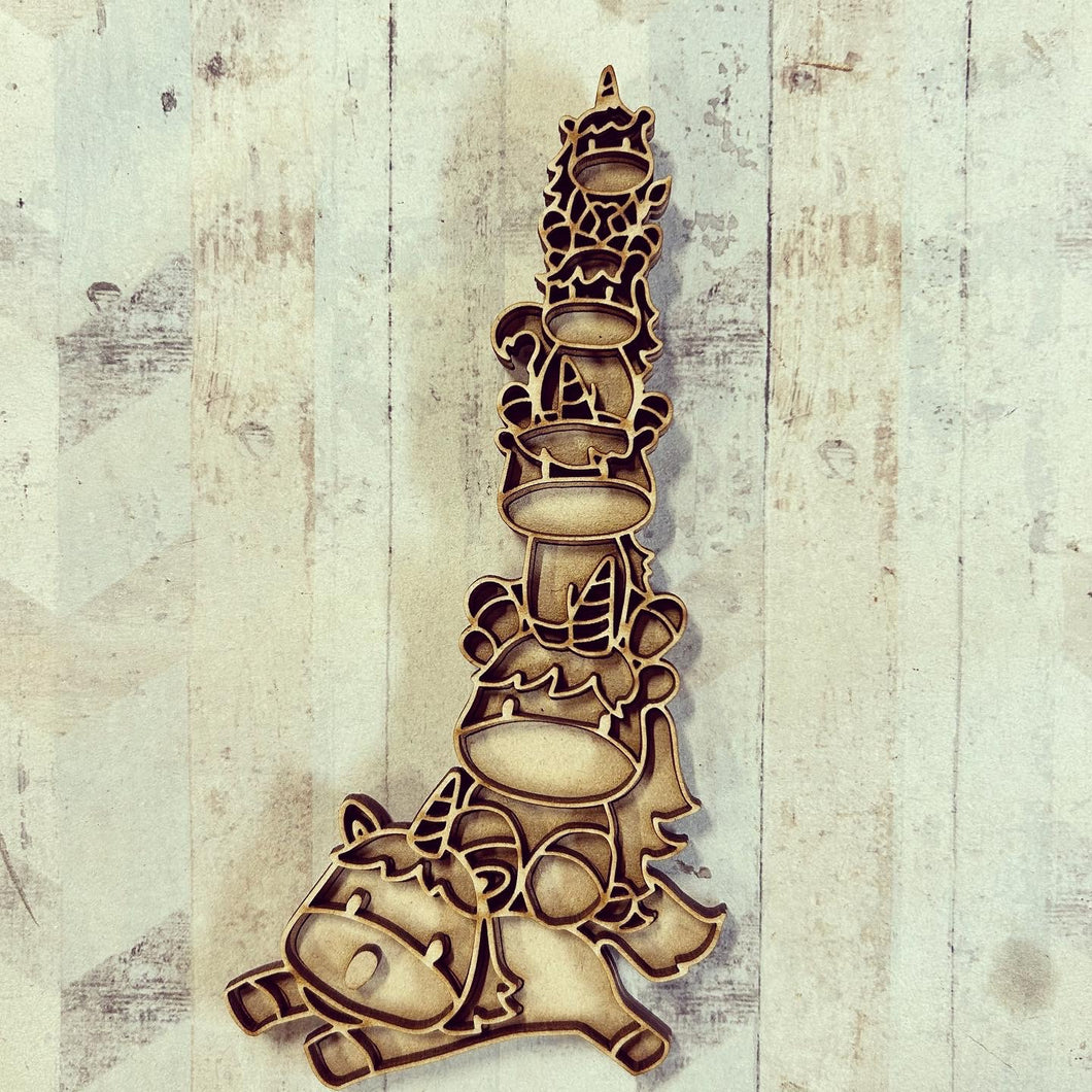 OL2936 - MDF doodle stacked Unicorns - Olifantjie - Wooden - MDF - Lasercut - Blank - Craft - Kit - Mixed Media - UK