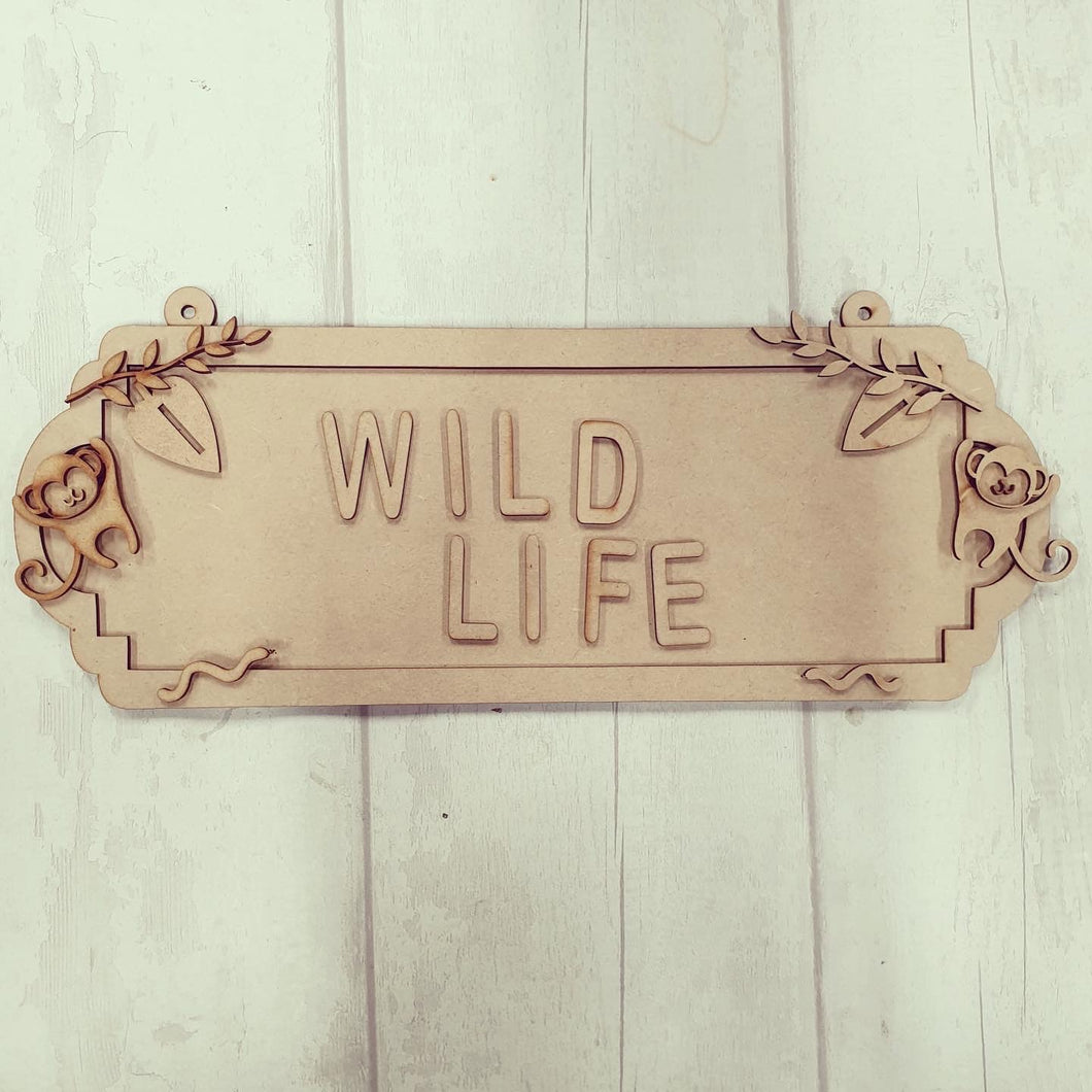 SS127 - MDF Monkey Themed Personalised Double Height Street Sign - Olifantjie - Wooden - MDF - Lasercut - Blank - Craft - Kit - Mixed Media - UK