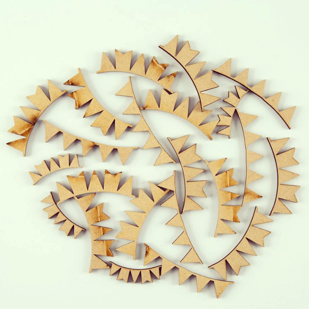 AO006 - 30g Bunting - Olifantjie - Wooden - MDF - Lasercut - Blank - Craft - Kit - Mixed Media - UK