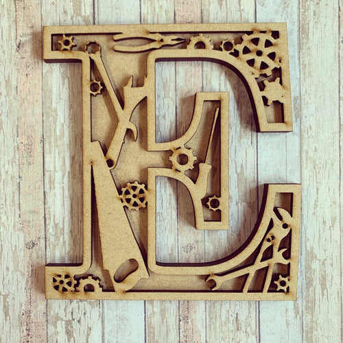 SL043 - Tools Themed Split Layered Personalised Letter - Olifantjie - Wooden - MDF - Lasercut - Blank - Craft - Kit - Mixed Media - UK